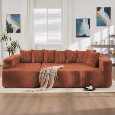 Canapé modulaire en U en velours côtelé avec poche latérale
