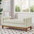Boucle Fabric Bench with Armrest and Pillows-475419471
