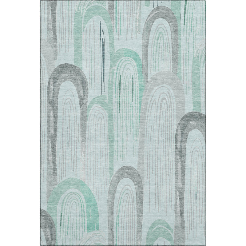 Tapis géométrique de qualité supérieure lavable à la machine Harjo AMF1588, Rectangle 10 pi x 14 pi
