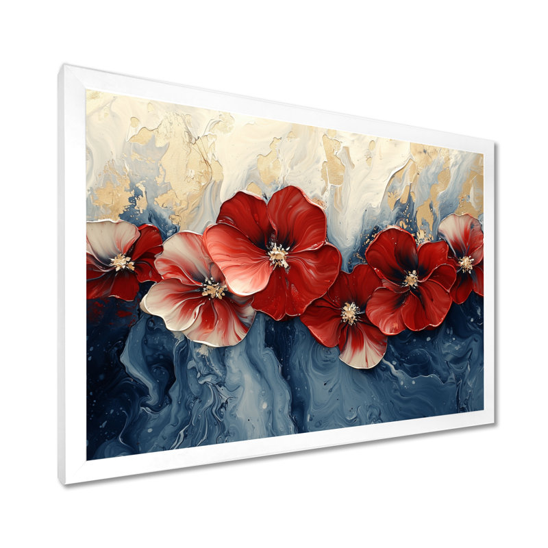 Isadora Sunset Waves Of Winter Poppies Field - coquelicots, art mural, Reproduction encadrée d'une seule photo, Blanc