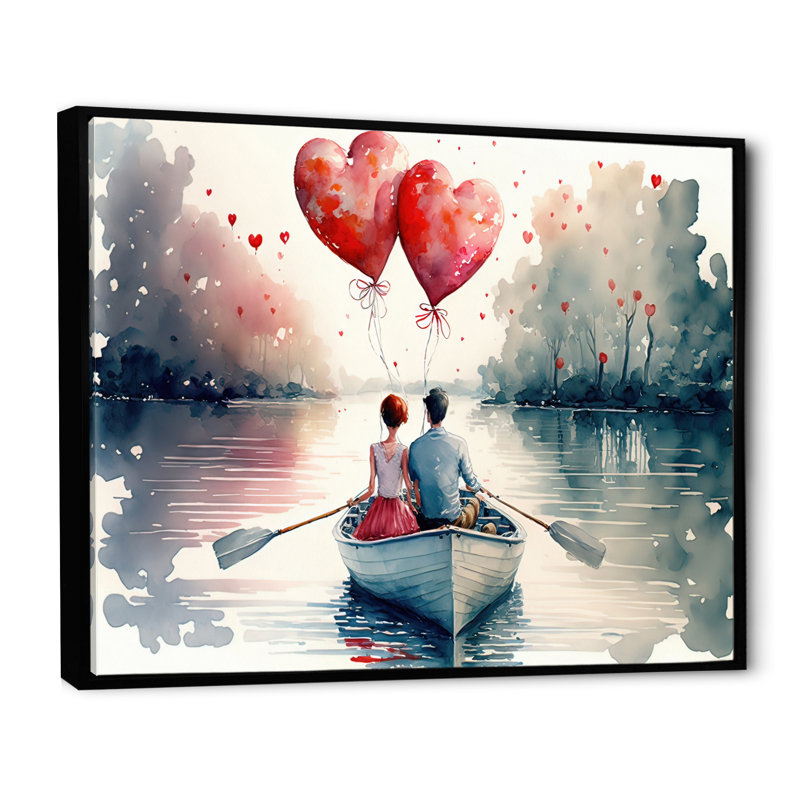 Couple d'amoureux qui passe du temps à l'extérieur III - Peinture sur toile, H 30 po x l 40 po x P 1,5 po