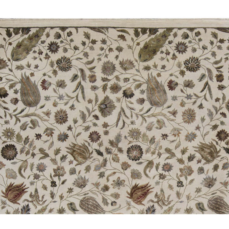Tapis ivoire noué à la main de haute qualité