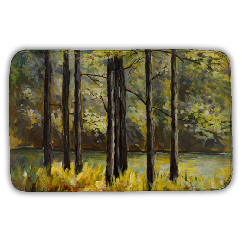 Trees in the middle of the lake Bath Mat with Non-Slip Backing - Quick Dry Memory Foam Bathroom Rug - Absorbent - Modern Plush Spa-Style - Machine Washable