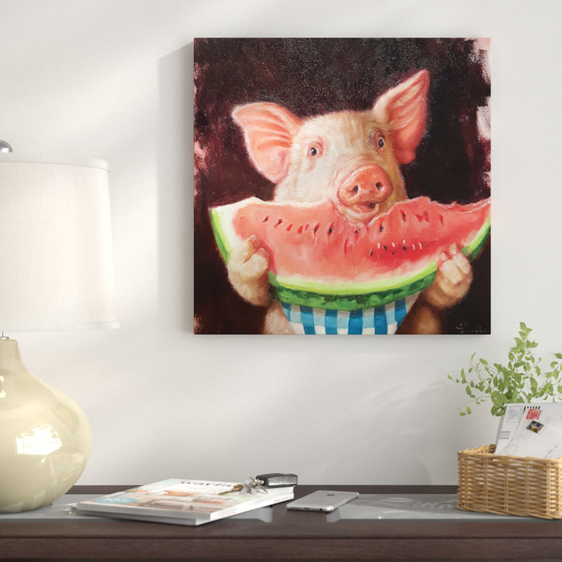 « porc out » sur toile, H 18 po x l 18 po x P 1,5 po, Toile tendue