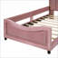 Lit de jour simple tapissier plateforme avec tête de lit à rayures classique, sans sommier tapissier, cadre en bois de pin rose pour la chambre à coucher / chambre d'amis-1699225418