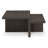 Zeny 2Pc Coffee And Side Table Set, Geometric Cross Base, Dark Brown