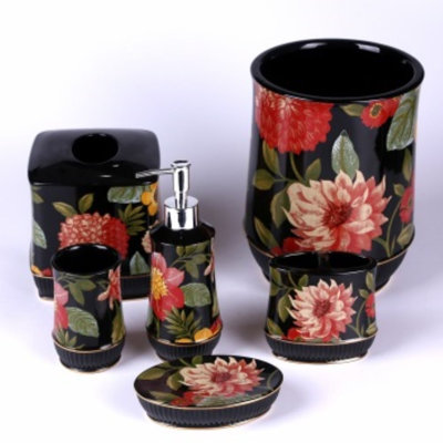 Six Piece Black Bathroom Accessory Set