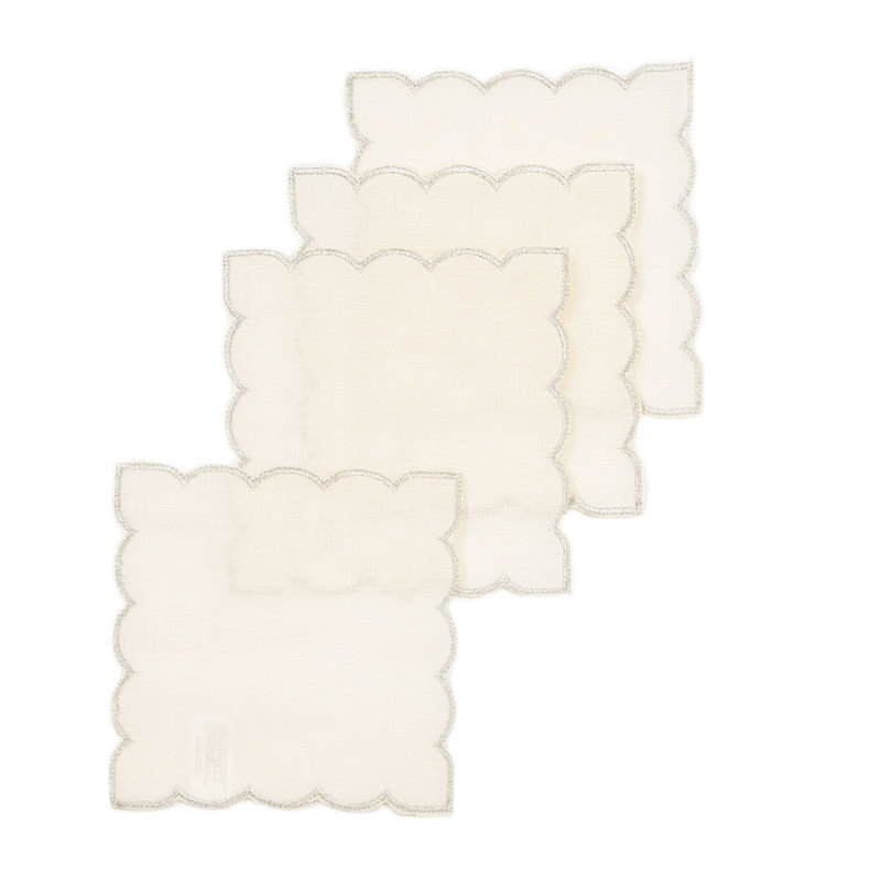 Polyester Square 4 Piece Coaster Set, Silver