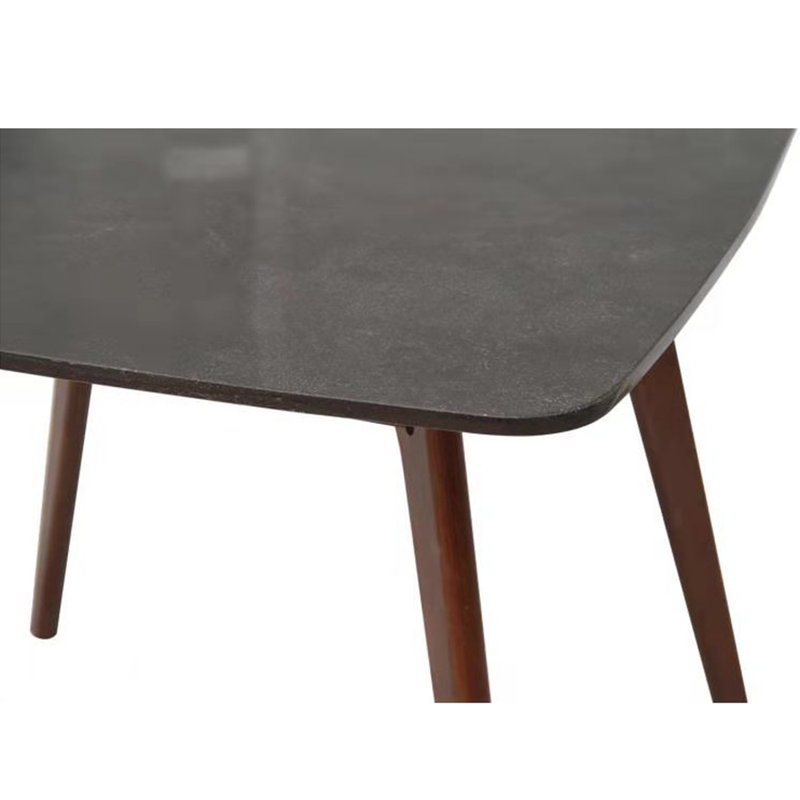 Solid Wood Base Dining Table, Walnut, Black