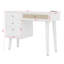Ensemble de coiffeuse en bois avec prise de charge, ports USB et tabouret rembourré, tiroirs