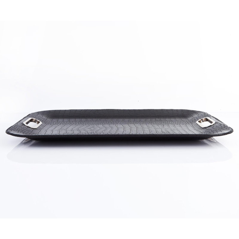 Bloomsbury Market Ralls Stainless Steel Platter, Black and stainless steel