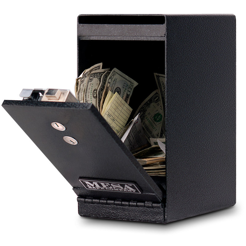 Hammered Grey Steel Keyed Depository Safe with Dual Lock