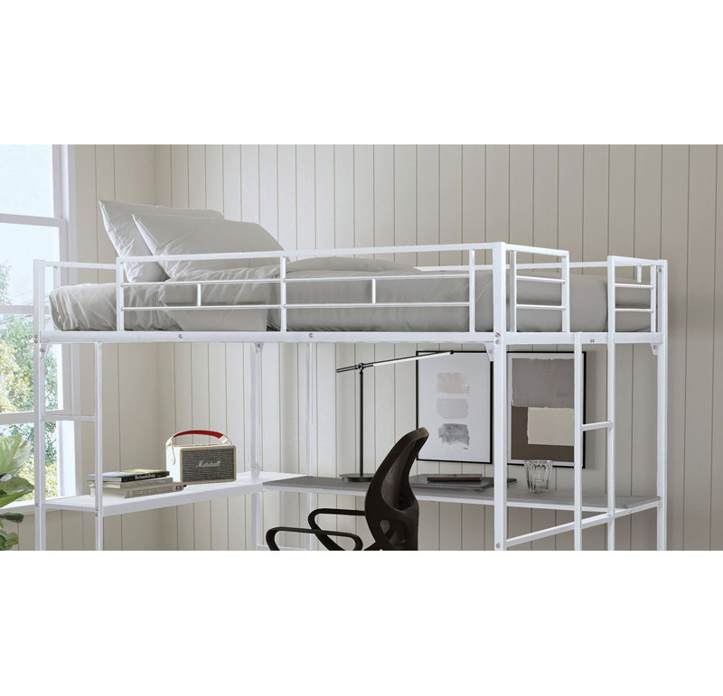 Lit mezzanine double de style contemporain avec deux échelles et structure en métal