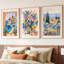 3 pièces d'art mural sur toile encadré, décor mural impressionniste méditerranéen, bord de mer