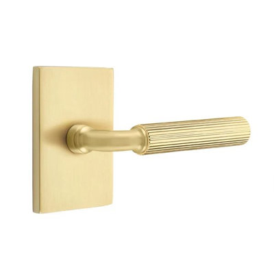 Select Passage Interior Mortise w/ Modern Rectangular Rosette & R-Bar Stem, Str. Knurled Lever