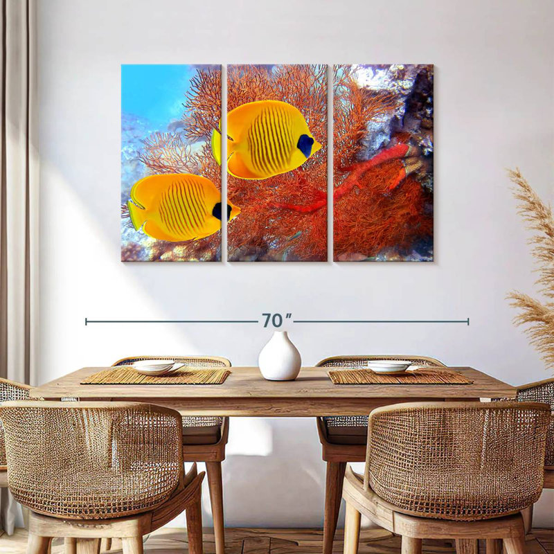 Yellow Butterflyfish Coral Reef, 36" H x 57" W