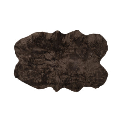 Laperle Chocolate Faux Sheepskin Fur Area Rug