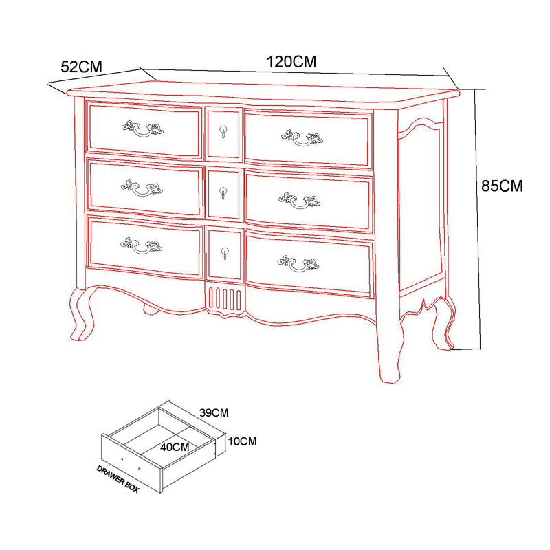 Deskins 9 Drawer Chest, Ivory
