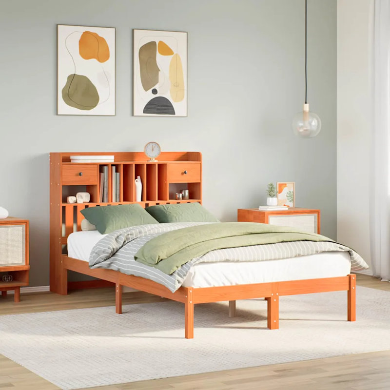 Jamesville Solid Wood Bed, Wax Brown, Double (4'6)