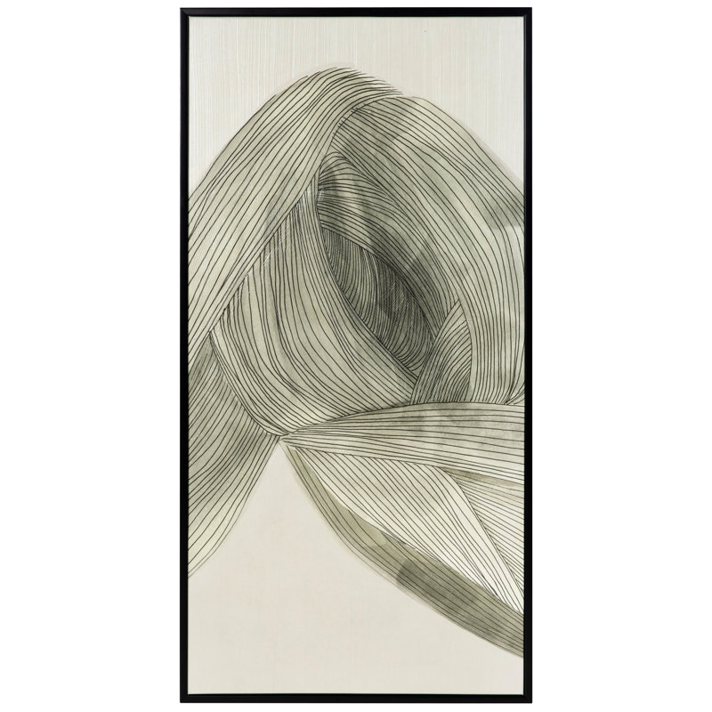 Linear Sage Pathways I, Black Frame Gold Facing, 60" H x 30" W, Framed Print