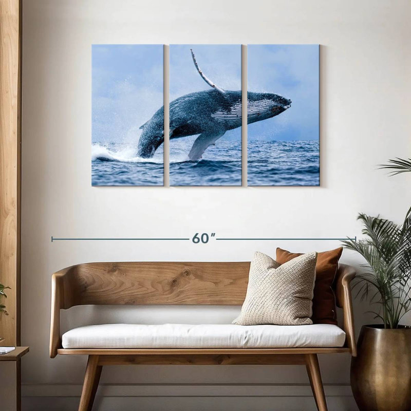Brampt Leaping Humpback Whale, 28" H x 45" W