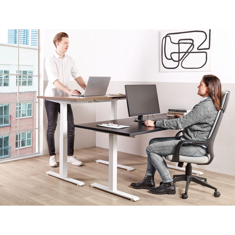 Ashrith Adjustable Metal Base Standing Desk, Black