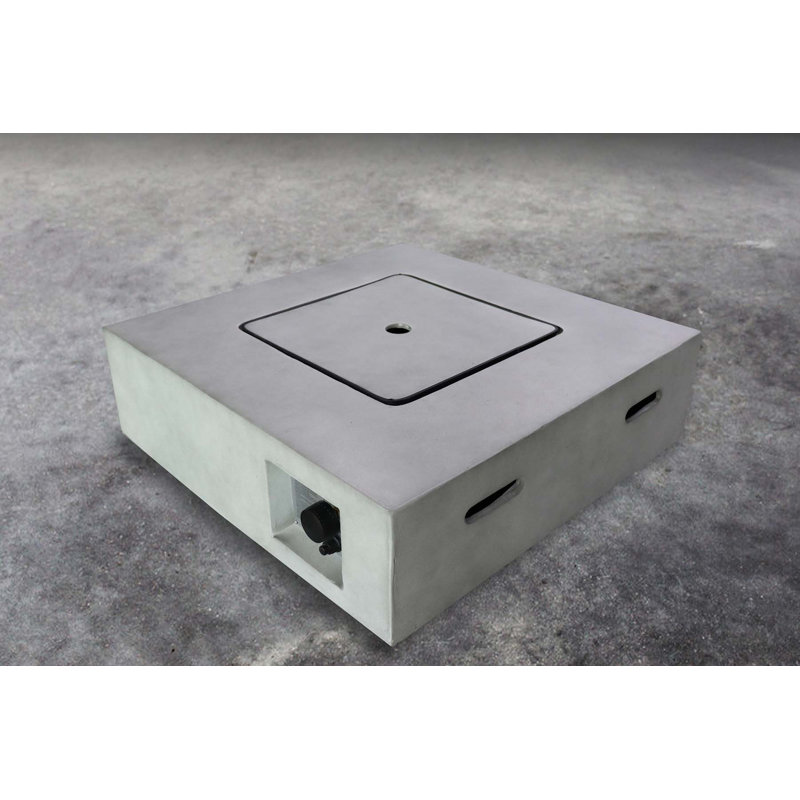 Hartwin Square Concrete Smokeless Fire Pit Table with Lid, Gray