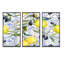 Ornement en forme de citron sur un motif géométrique bleu III - impression sur toile flottante 3 pièces-841431435-841431434