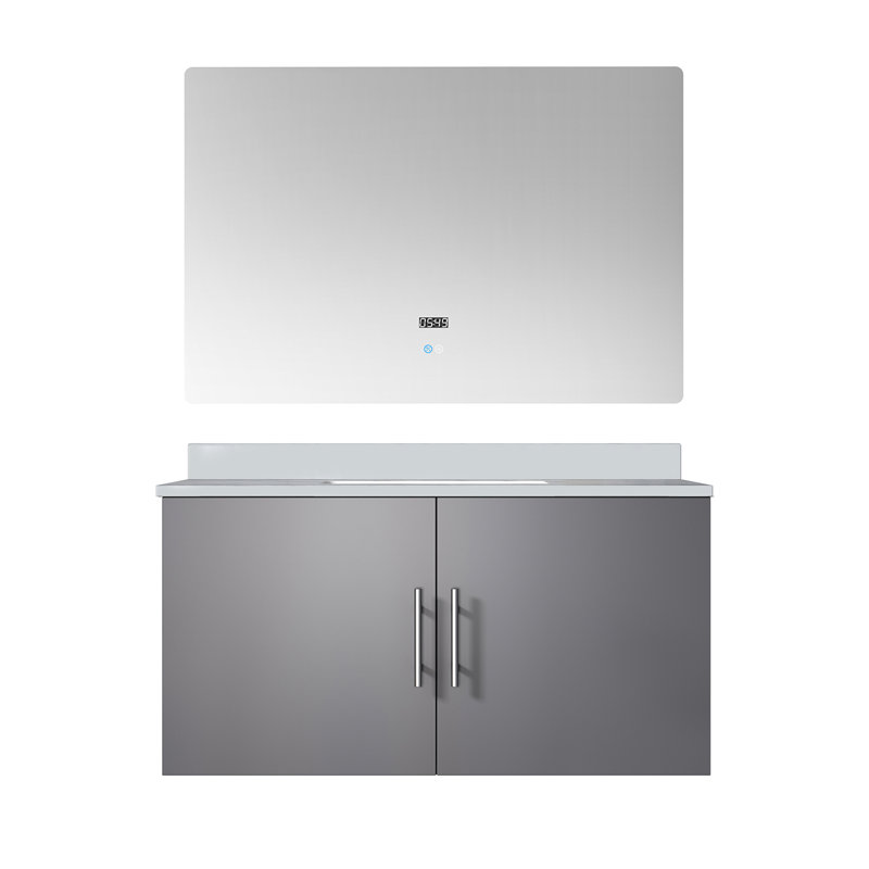 Glossy White Bath Vanity With Marble Surface And 36 In. Led Mirror - Soft Close, Long-Lasting, Spacious Compartment Featuring Top ,