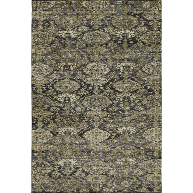 Premium Machine Washable Jamestown AMF1084 Damask Rug, Rectangle 8' x 10'