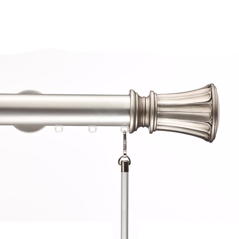 Tringle à rideaux simple 1,5 po Heberling, Argent antique, H 2,38 po x l 120 po x P 3,63 po