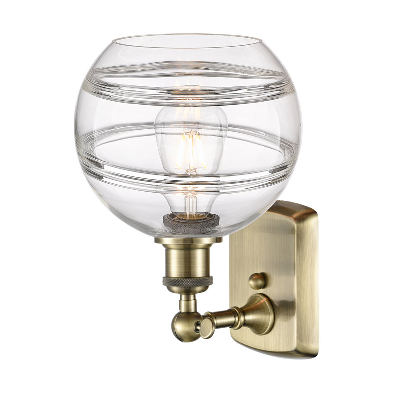 Applique murale 1 lumière Ballston Bienes, Transparent, H 10,88 po x l 8 po x P 8,13 po, Laiton antique