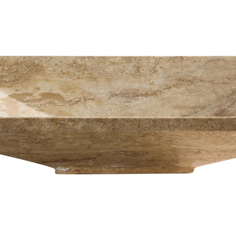 LITTLE TREE 13'' Beige/Tan/Brown/Natural Stone Rectangular Bathroom Sink