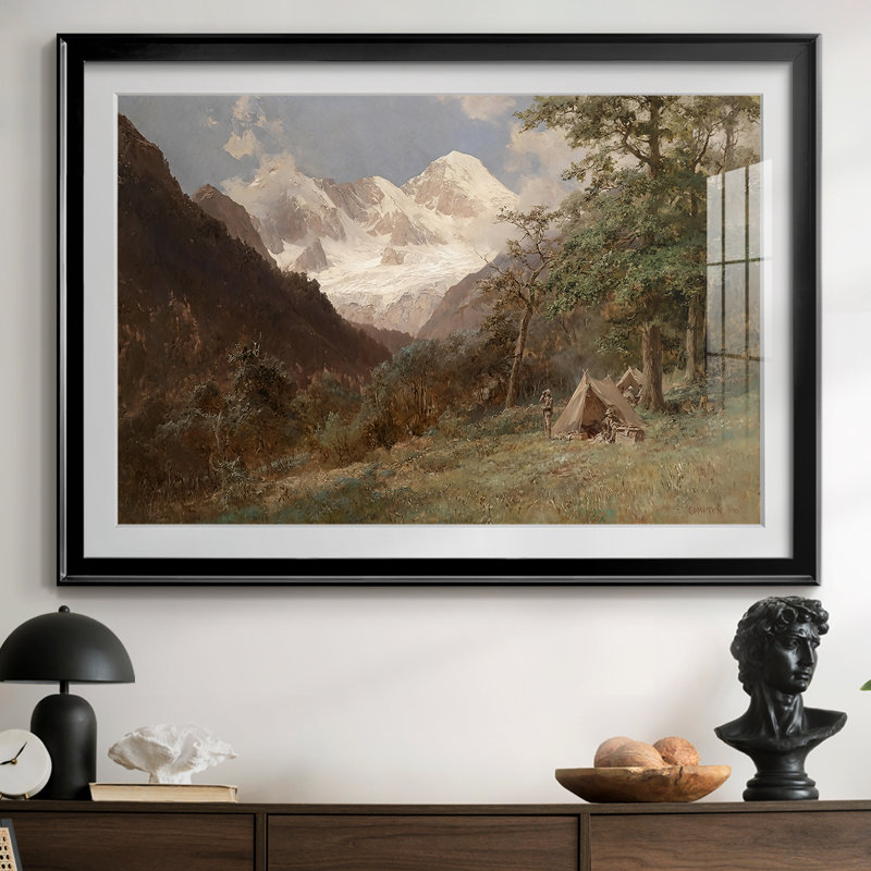 Alpine Camp-Edward Theodore Compton, reproduction encadrée avec passe-partout et verre Fin du 19e siècle / début du 20e siècle