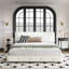 Lit plateforme tapissier pour chambre des maîtres, très grand lit en chenille blanc avec tête de lit Cloud