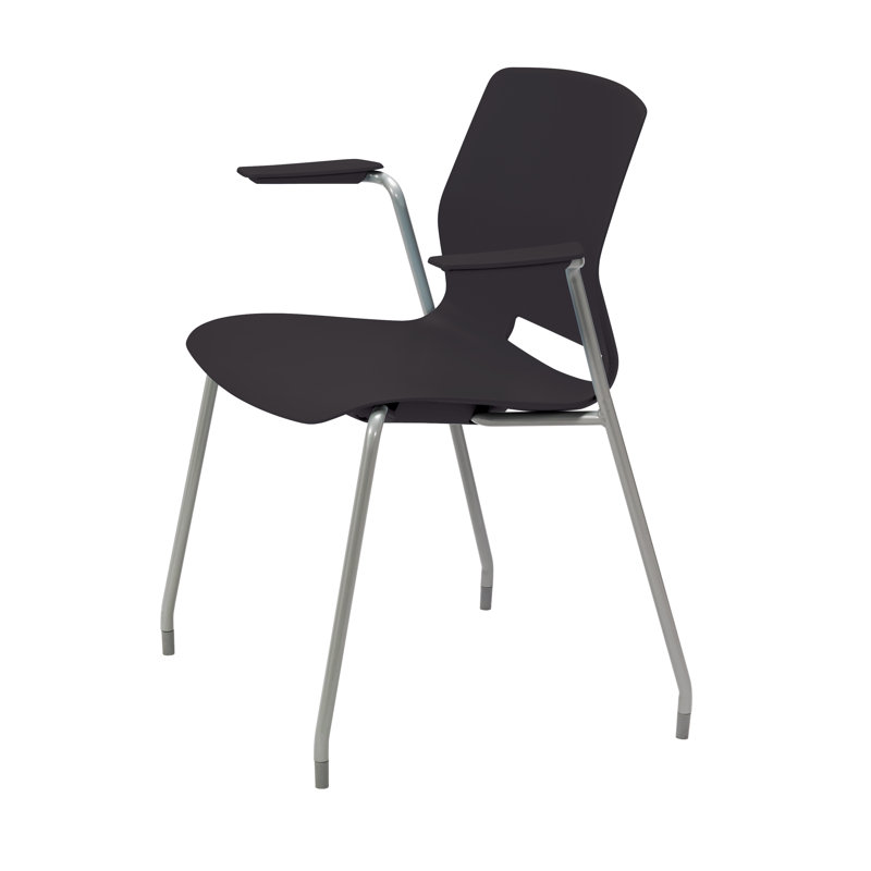 Chaise empilable Wille, Noir, Sans roulettes