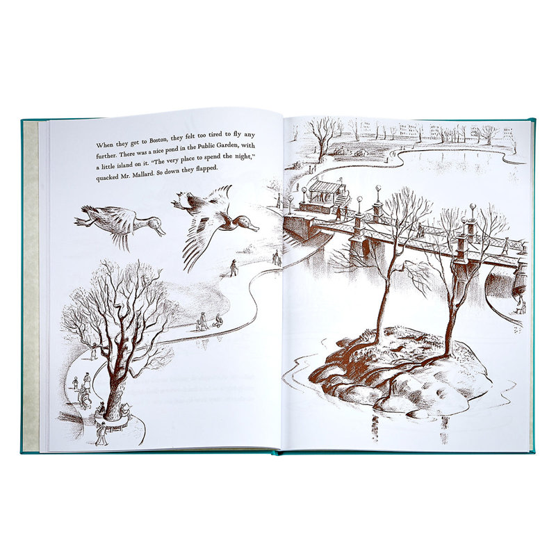 Graphic Image Make Way For Ducklings Coffee Table Book, Leather, Teal Blue
