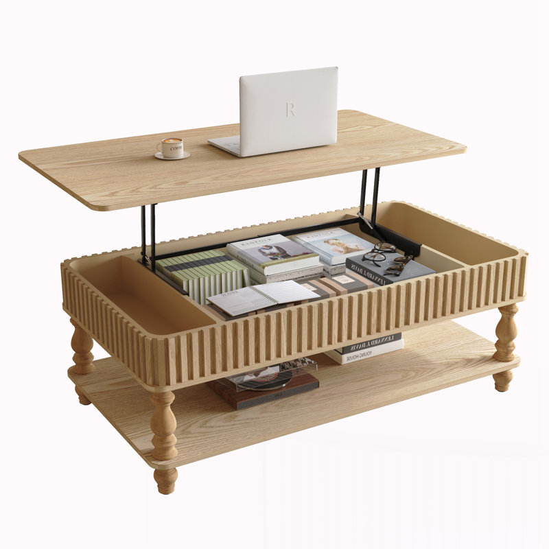 Table basse rectangulaire pour petit salon, Naturel