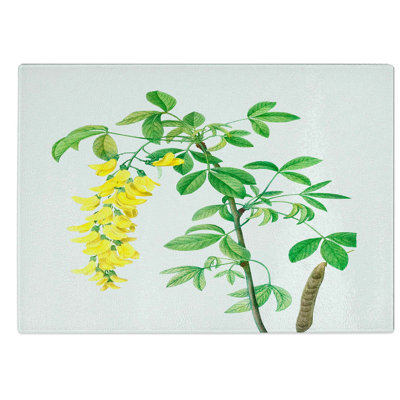 Glass Laburnum Flowers in Yellow by Pierre-Joseph Redoute Chopping Board