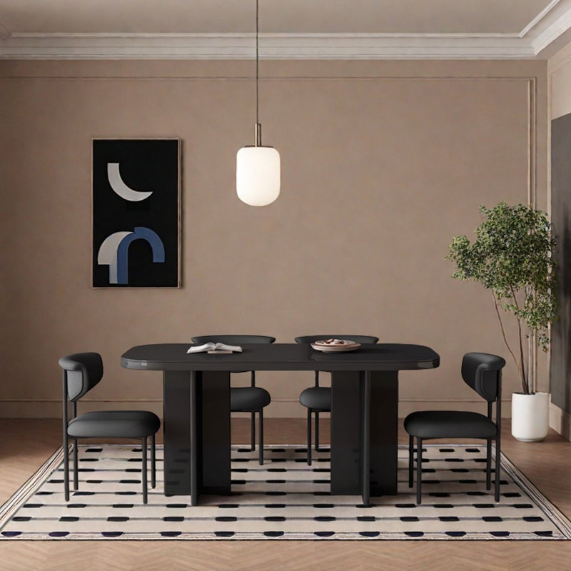 Ensemble de table de salle à manger moderne, simple et pratique, H 29,52 po x L 55,11 po x l 31,49 po, Noir, noir, noir, noir