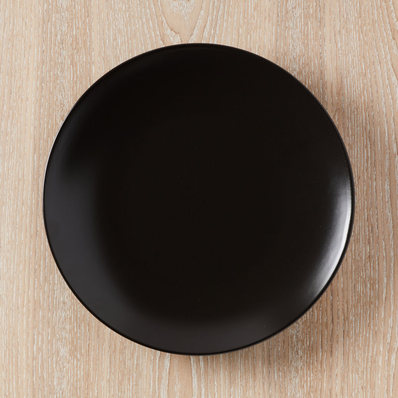 Black Ceramic Round Dinner Plates, Set of 4