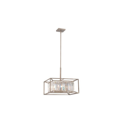 98 po 19 po. Luminaire suspendu 4 lumières (platine vieilli)