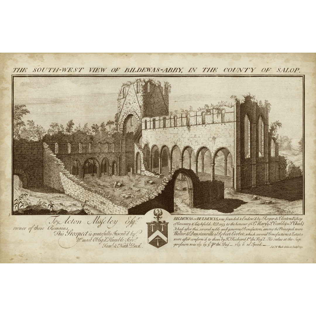 Leinwandbild View of Bildewas-Abbey von Nathaniel Buck