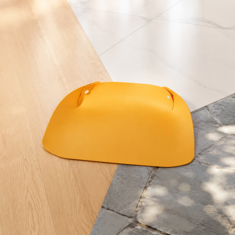 Tapis d'alimentation semi-fermé en cuir épaissi pour animaux de compagnie imperméable et antidérapant, jaune, Yellow