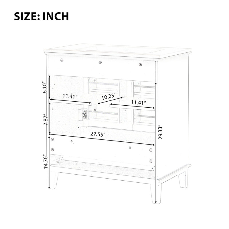 30'' Single Bathroom Vanity with Ceramic Top