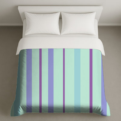 Housses de couette à rayures verticales mauves et bleues