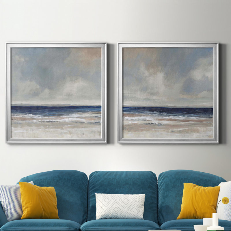 «Distant Land I», ensemble de 2 reproductions d'art encadrées, H 26,5 po x l 53 po x P 1,5 po, Pas de tapis