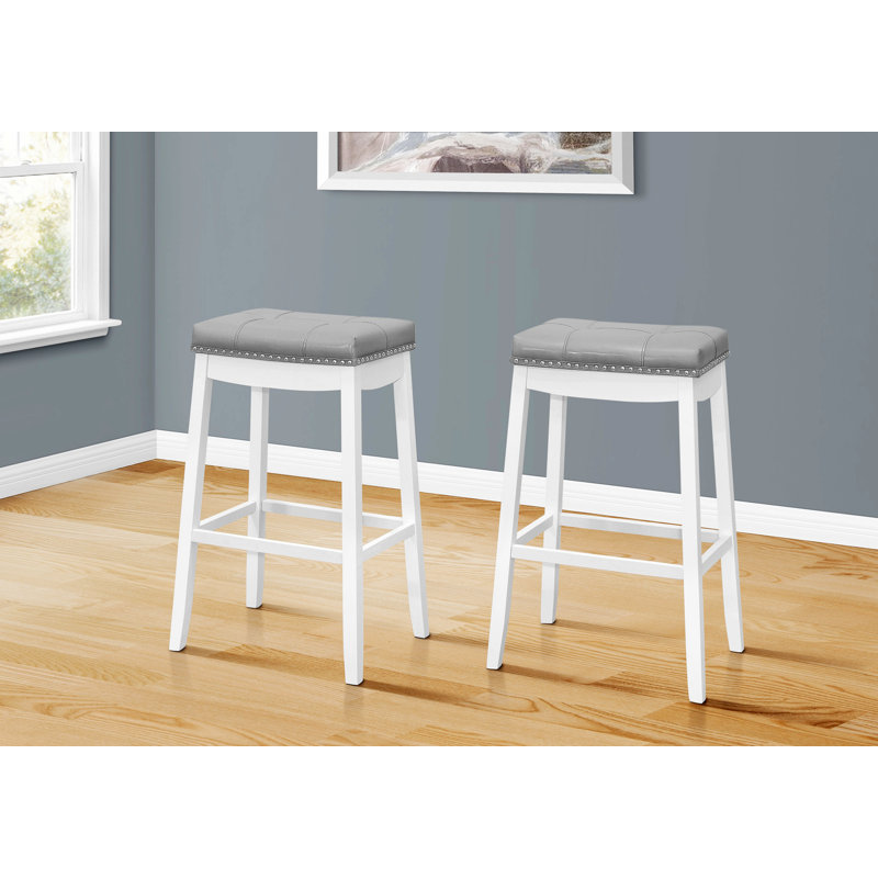 Deux tabourets de bar rembourrés, tabouret de bar à cadre en bois avec têtes de clou, tabouret de bar à cadre en bois pour espace de vie