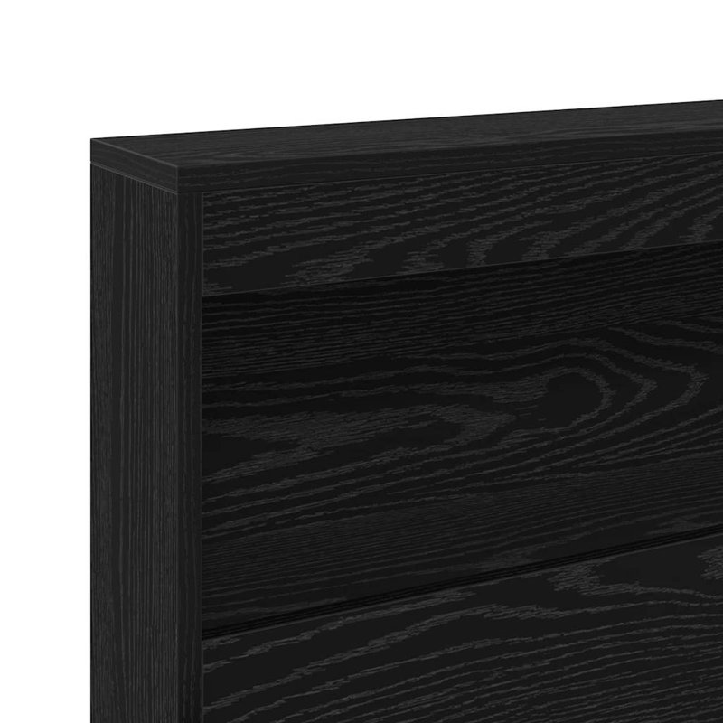  Storage Headboard With Shelf Engineered Wood, 160 x 220cm, Black Oak