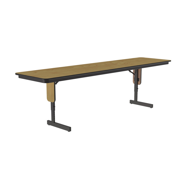 Rectangle Height Adjustable Modular Training Table, Fusion Maple, 30" H x 72" W x 18" D